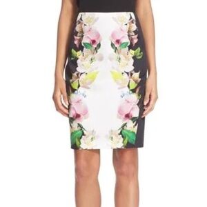Ted Baker Sz 4 Dayian Forget Me Not Floral Feminine Pencil Skirt